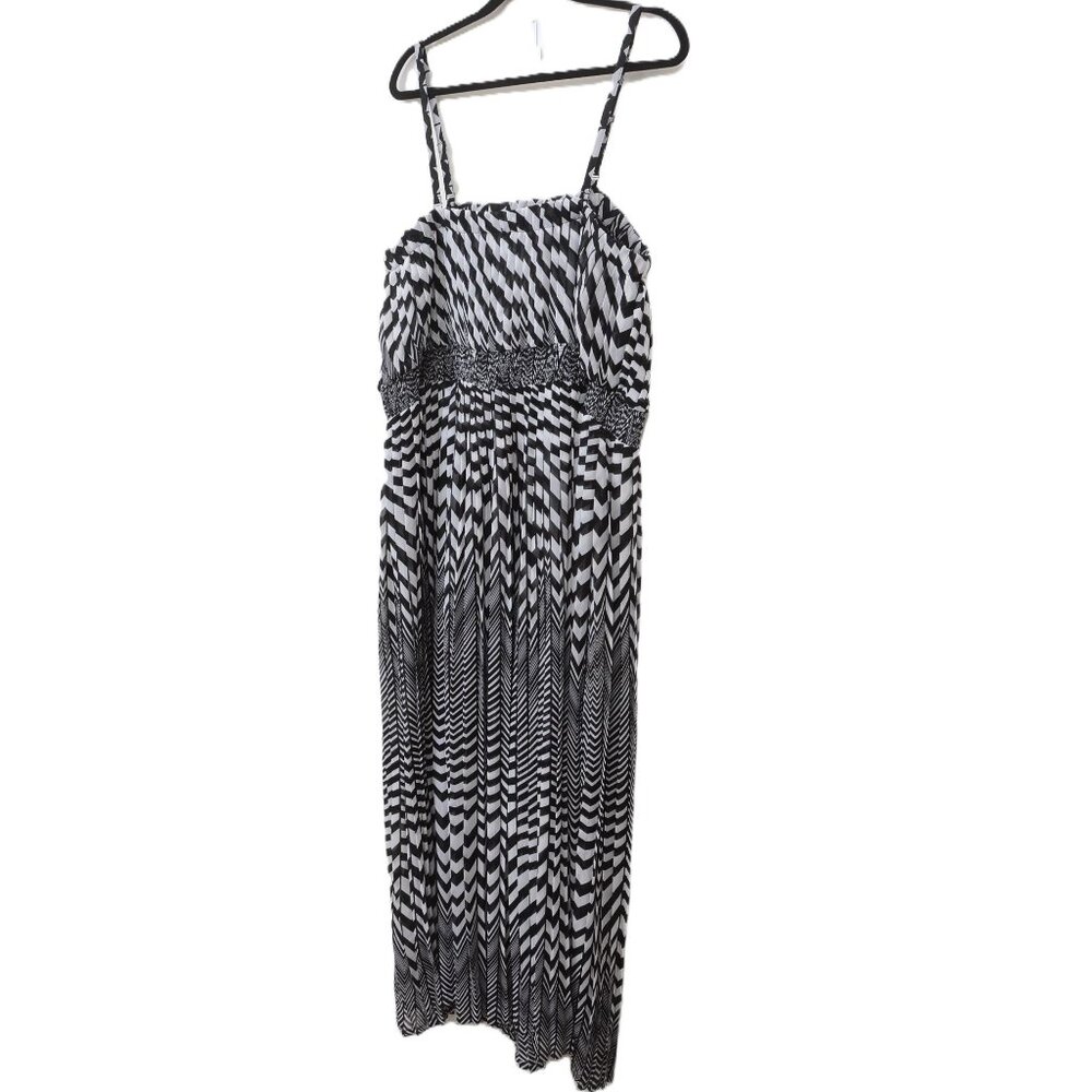 Lane Bryant PLUS 18/20 Chevron Pleated Black/White Maxi Summer Vacation Dress - Picture 7 of 16